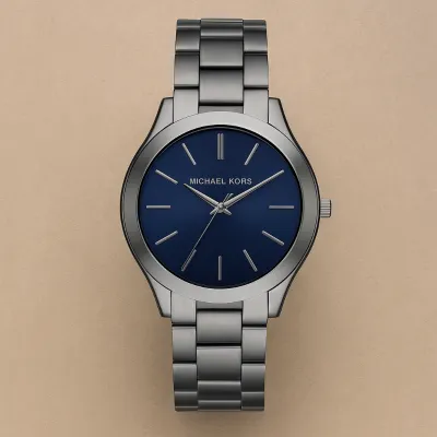 Michael Kors Slim Runway Blue Dial Gunmetal-plated Men's Watch